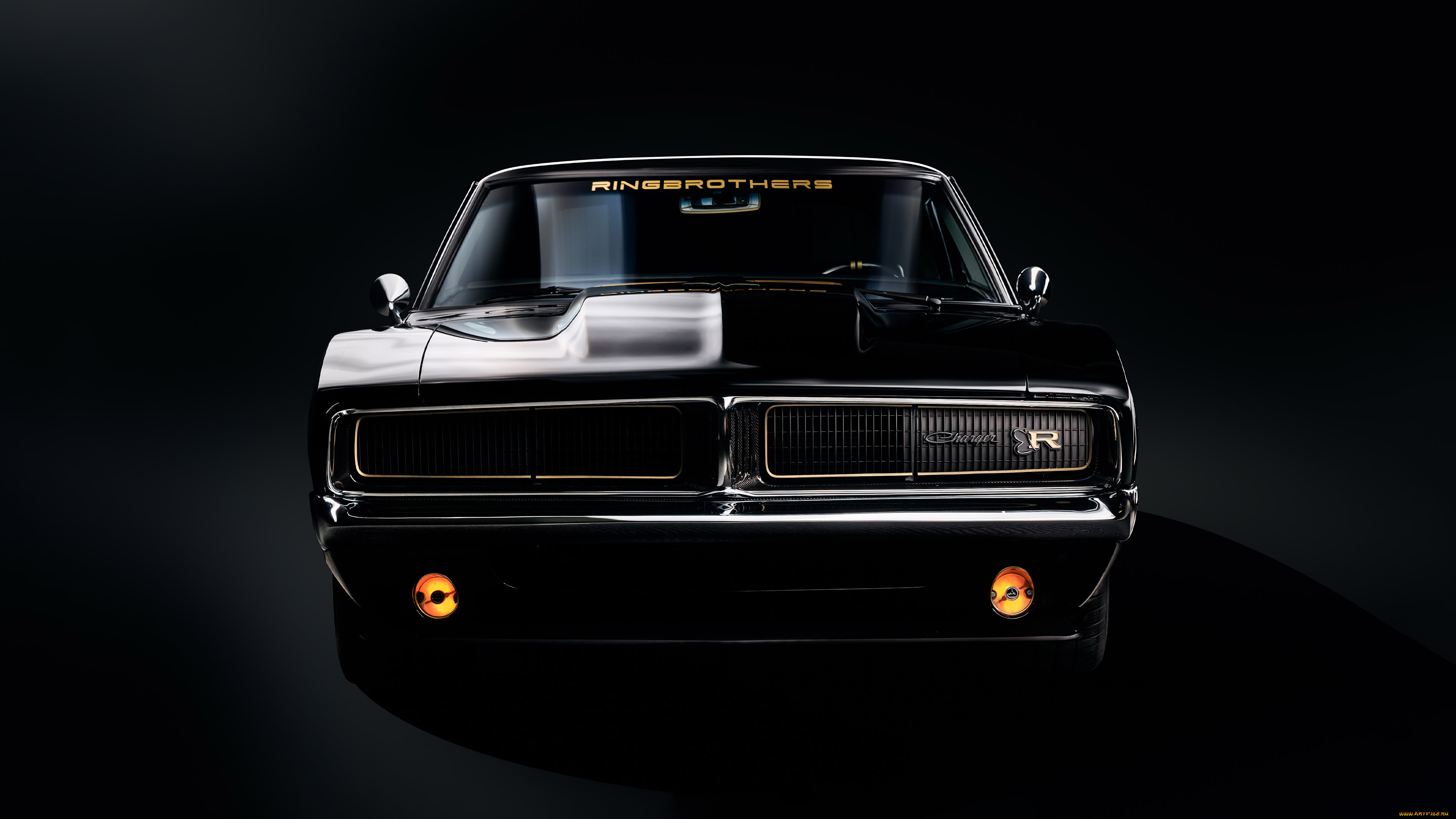 , dodge, 1969, front, black, charger, sema, ringbrothers, 2023